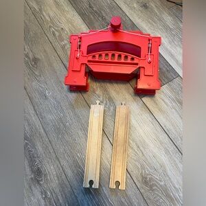 Wooden Train Tracks Accessories Wood Train Lifting Bridge for Railroad Tracks.